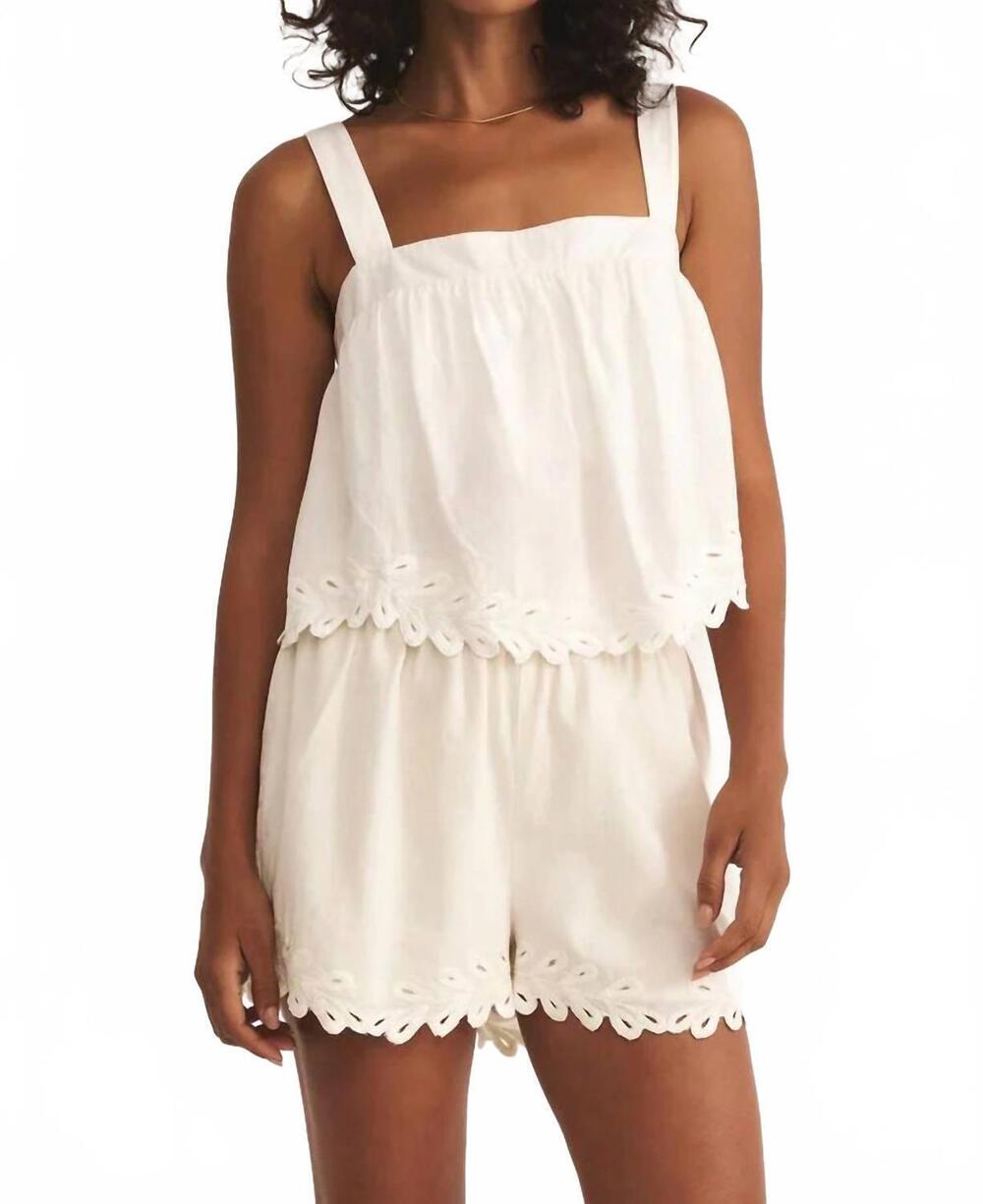 NEW Z SUPPLY women's annecy embroidered linen tank top in white